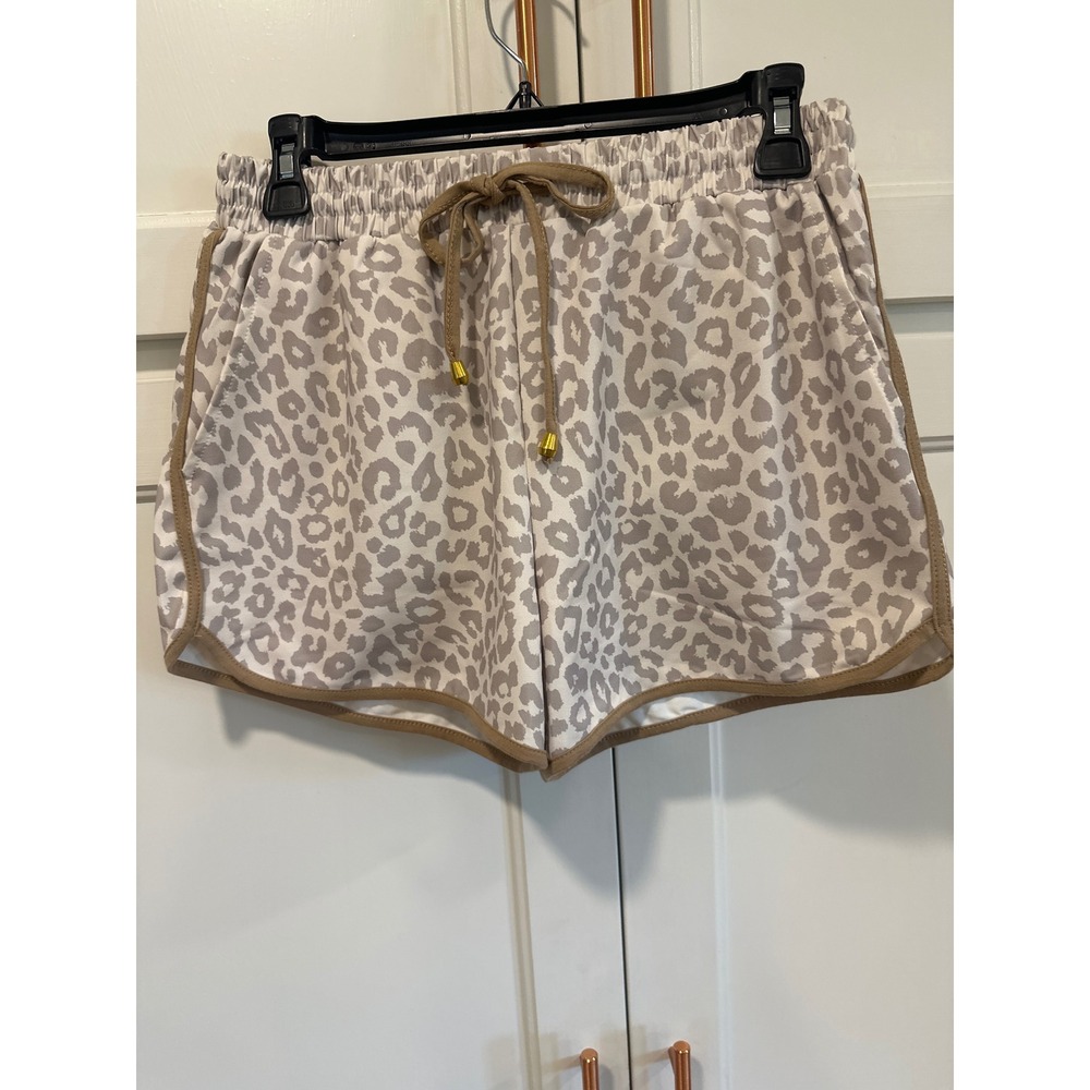 Jess Lea Leopard Print Lounge Shorts Grey White Small casual beach summer - Picture 2 of 7